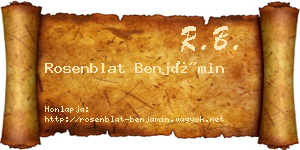 Rosenblat Benjámin névjegykártya